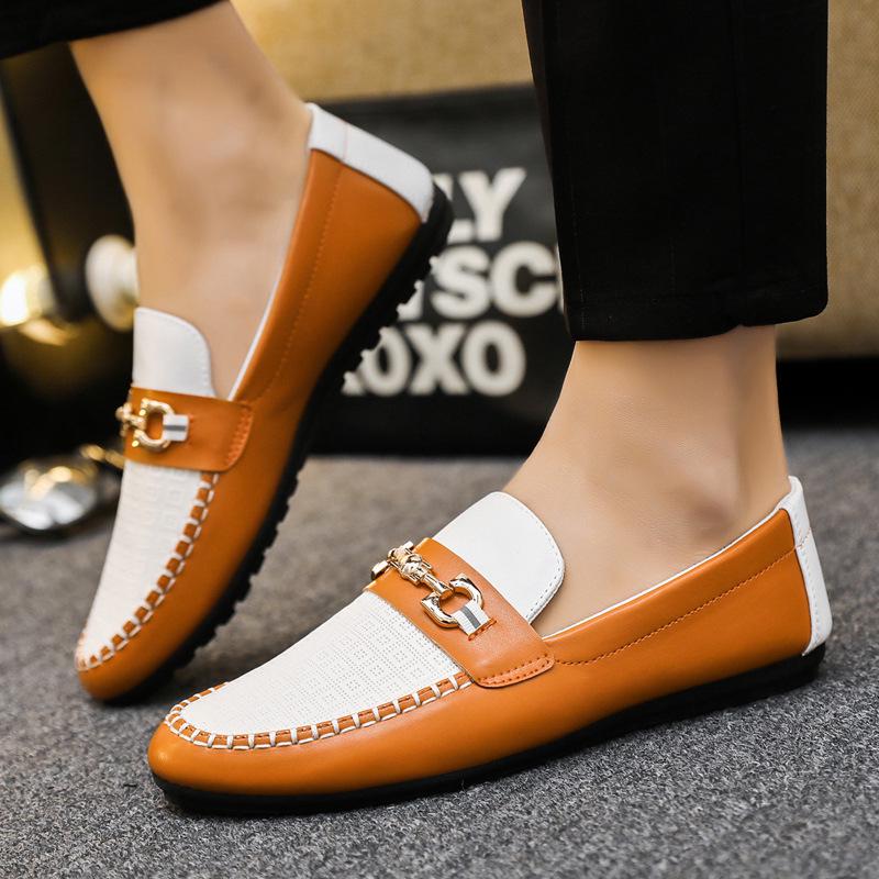 Men s Summer Breathable Soft Sole Slip-On Loafers - Trendy & Versatile Driving Shoes 44 жёлтый