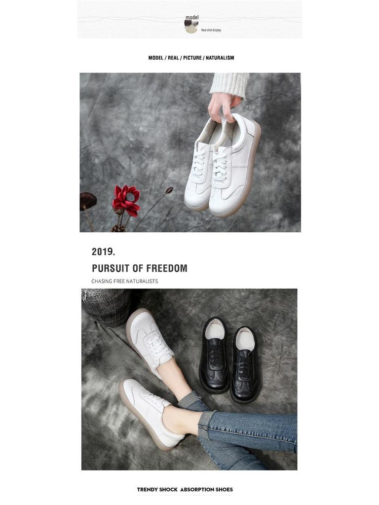 2025 Spring/Summer Genuine Leather Non-Slip Women's Soft Sole Shoes for Moms, Mori Girls, and Pregnant Women - Versatile Handmade Design.