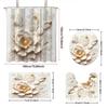 4pcs imitation relief hibiscus floral print bathroom set 180x180 waterproof shower curtain floor mat U-shaped mat toilet cushion