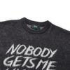 NODU Brushed Lettering Jacquard Round Hairy Knit [Charcoal]