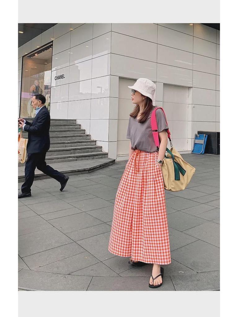 Karierte A-Linien-Hosenröcke für Damen - Elastischer Bund, Lockere Passform, Vielseitig für Frühling & Herbst.
