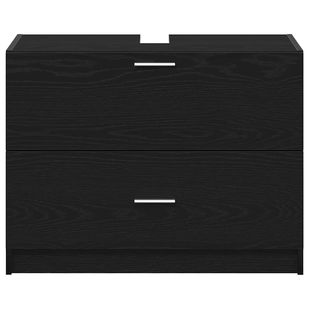 Bathroom Cabinet with Door Black Oak Effect 78 x 37 x 59 cm