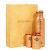 Pure Copper Drinkware Gift Set of Hammered Design 1 Bottle & 2 Glass with Gift Box, Gift Item for Diwali, Bottle-900 Ml & Glass-300 Ml