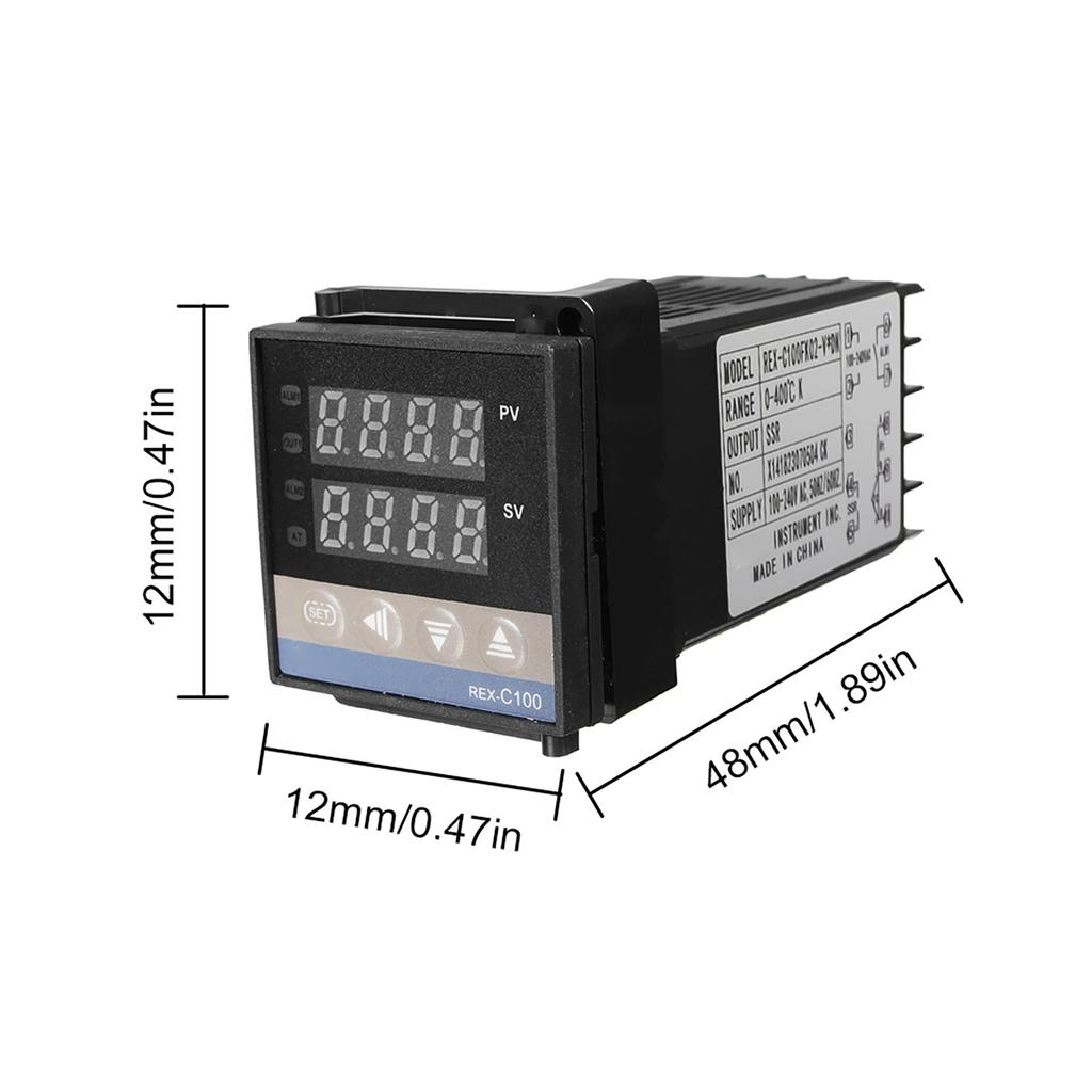 Set Controler Digital de Temperatură PID REX C100 cu SSD 40A Cablu Sondă Termocuplu K 1m