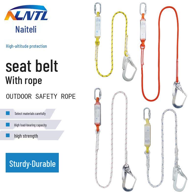 

Naiteli Fall Protection Safety Belt with Shock-Absorbing Rope - Single or Double Rope Option 1.5m Single Rope Small Hook
