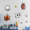 Sports Ball Wall Decals 3d Wall Stickers Break Through Walls Removable Vinyl Diy Basketball Football Football Walls Decorate Boys Playroom Bedroom