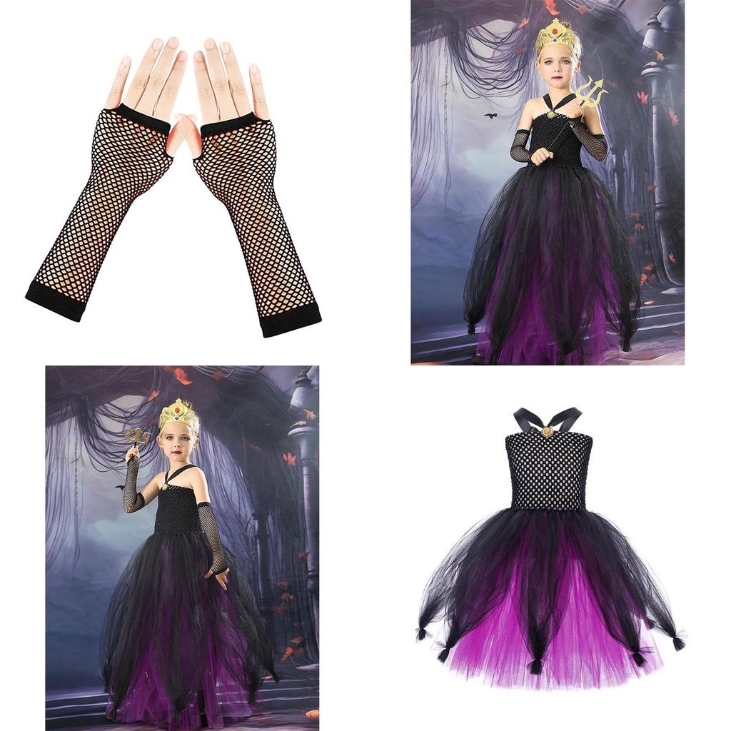 Girls' Halloween Vampire Costume Dress With Puffy Skirt Ursula Inspired Cosplay Outfit