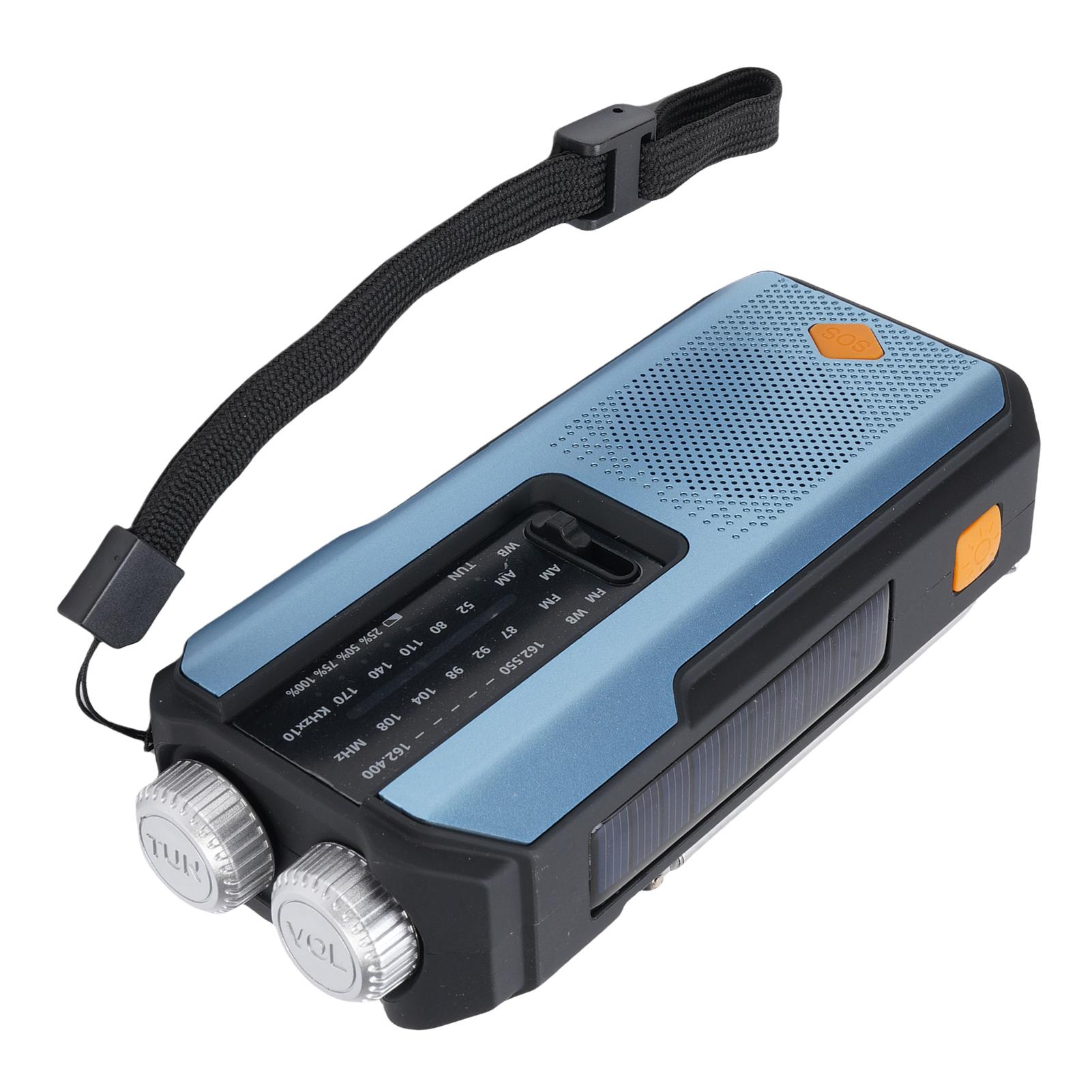 

Аварийное радио AM FM WB радио со светодиодным фонариком SOS ручной генератор энергии солнечная зарядка Type-C 2000 мАч