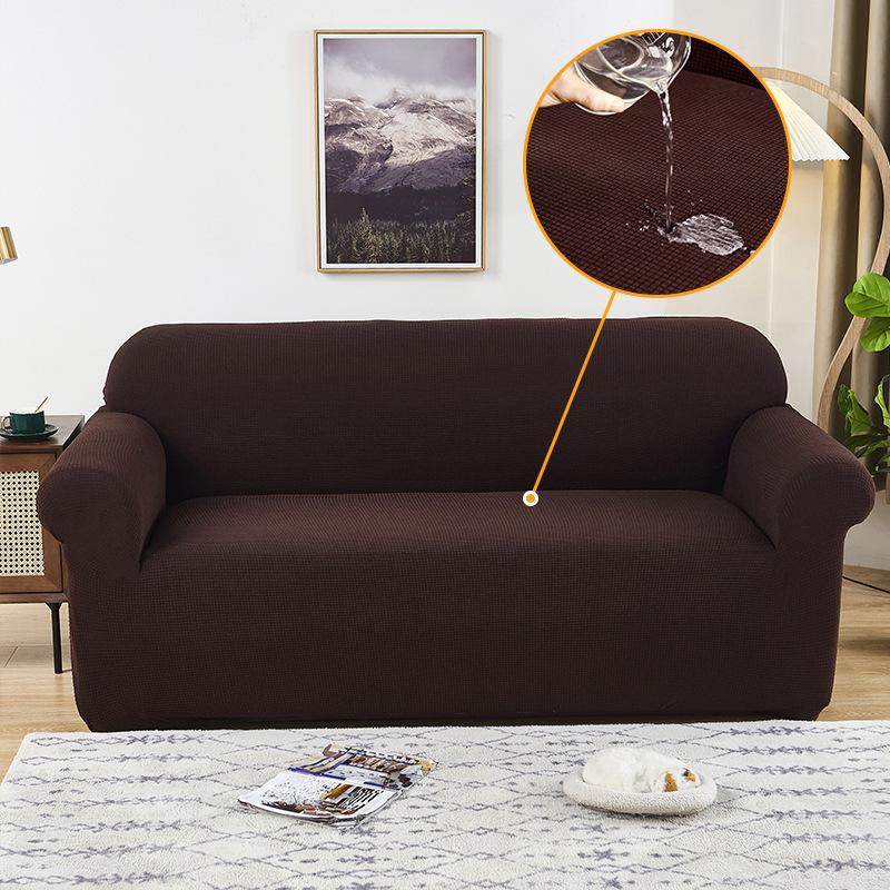 Elastic Solid Color Waffle Waterproof Sofa Cover Living Room Princess Sofa Cushion Cover Sofa Towel Home Protective Cover
