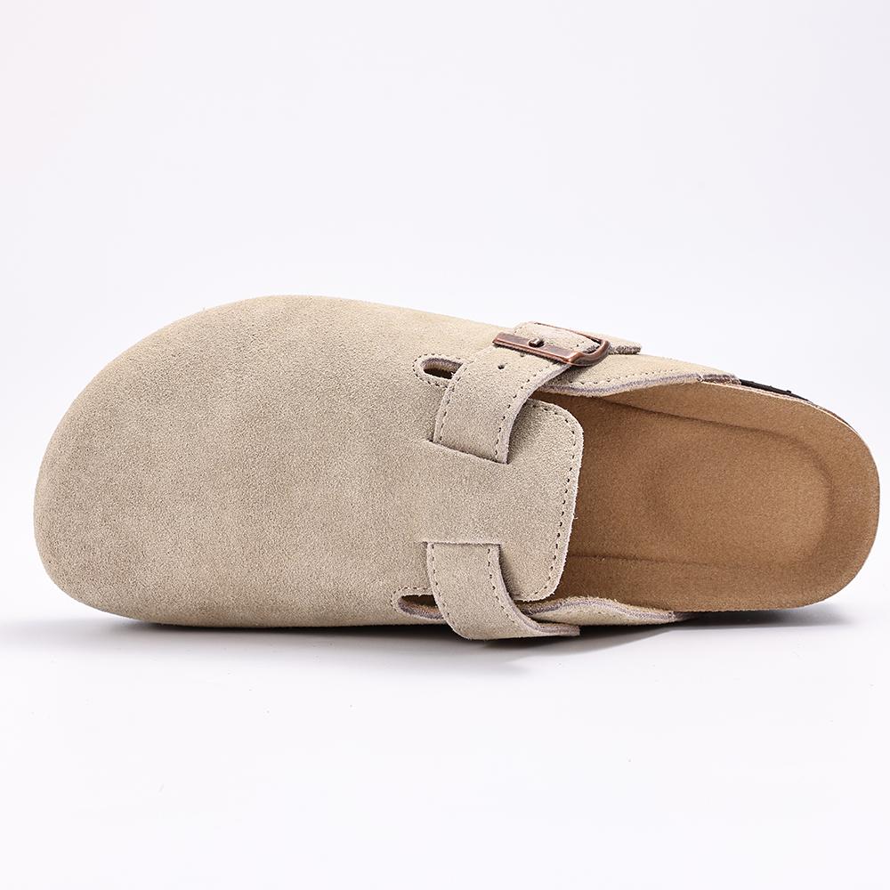 Fashion SmilePoP Genuine Suede Clogs for Women Men Soft Cork Footbed Leather Men Mules Comfort Potato Shoes with Arch Support Slippers