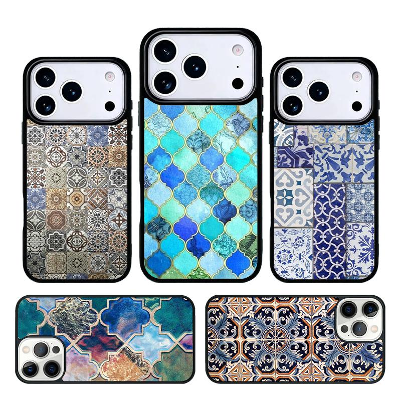 art Decorative Moroccan Tile Phone Case Cover for IPhone 11 12 13 14 15 16e 17 Pro Max Coque for IPhone 17 Air