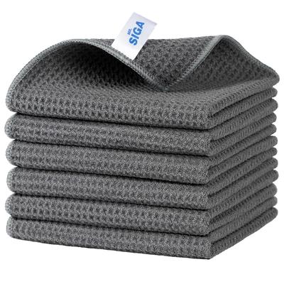 MR.SIGA Waffle-Textured Cleaning Cloths, Absorbent and Quick-Drying Dishcloths, Lint-Free Polishing Kitchen Towels, Dishcloths, Cleaning Cloths, 6-Pac