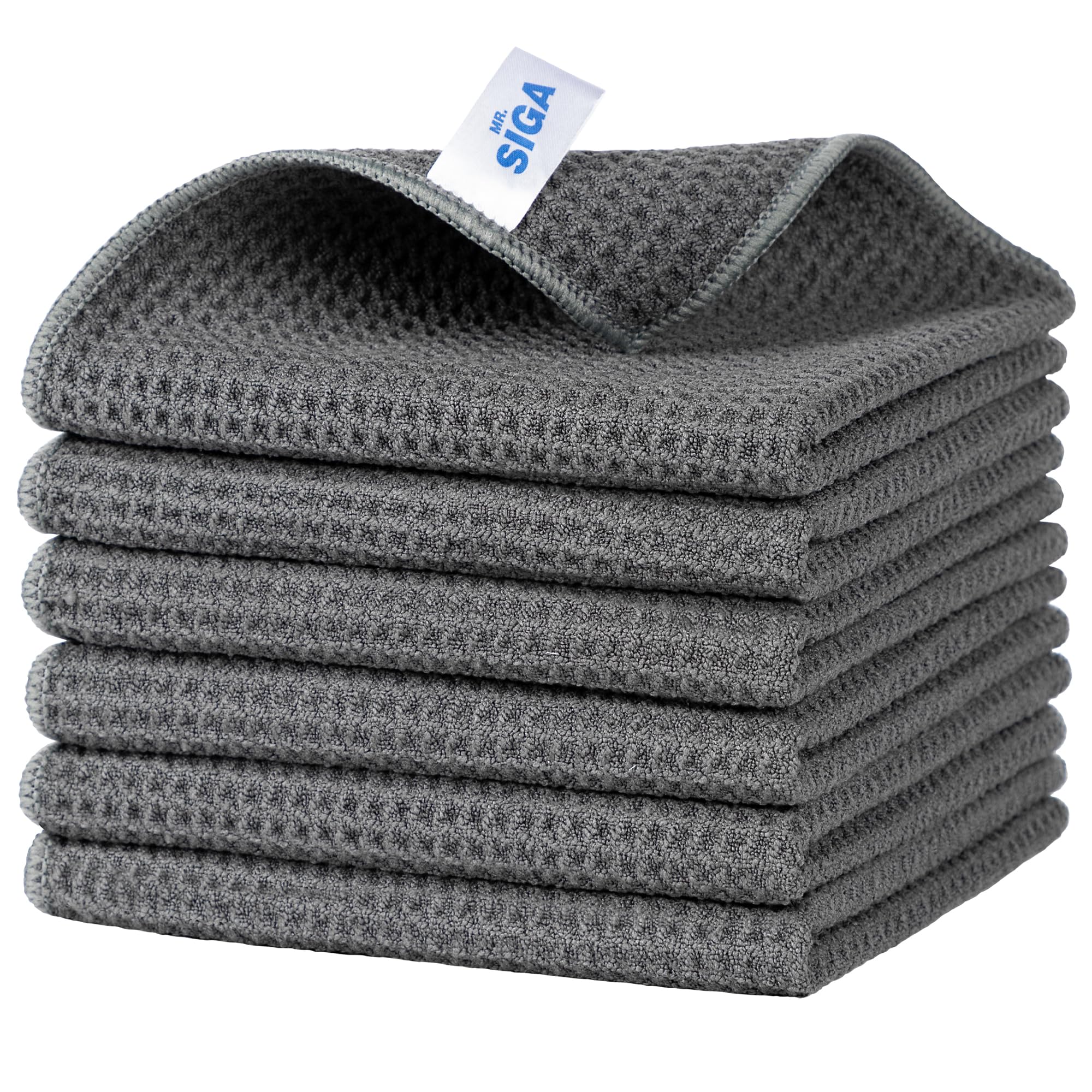 

MR.SIGA Waffle-Textured Cleaning Cloths, Absorbent and Quick-Drying Dishcloths, Lint-Free Polishing Kitchen Towels, Dishcloths, Cleaning Cloths, 6-Pac