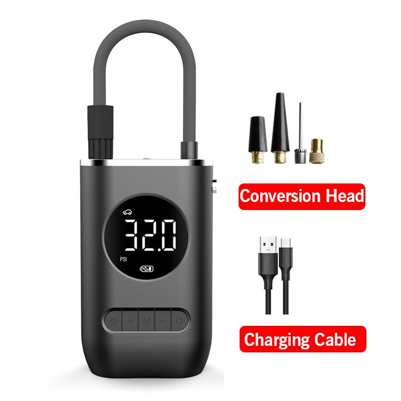 

Электрический автомобильный насос для накачивания воздуха Мини Портативный беспроводной воздушный компрессор Воздушный насос с цифровым дисплеем для автомобиля Мотоцикла Велосипеда Шины чёрный
