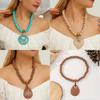 Wooden Beaded Summer Necklace Women Stretch Chain Geometric Pendant Decoration