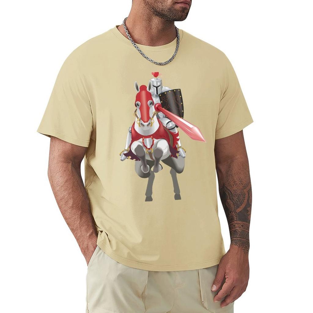 Medieval Knight In Armor On Horse T-Shirt Summer Tops Animal Prinfor Boys New Edition Fruit Of The Loom Mens T Shirts