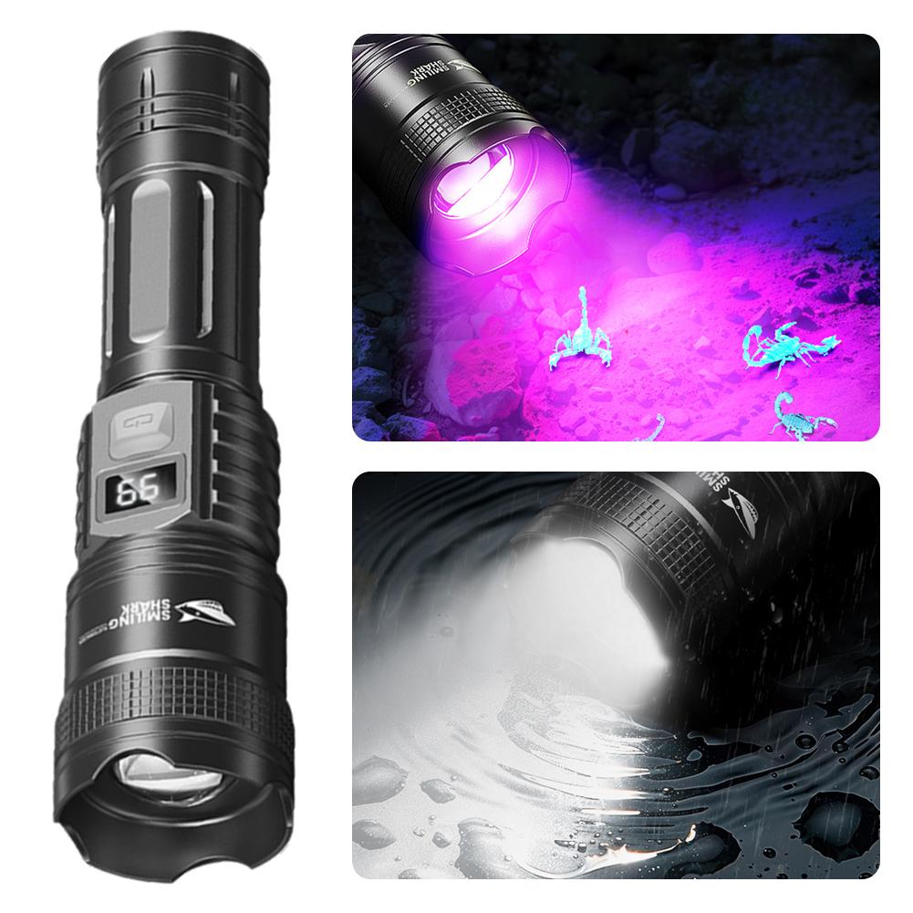 High Strong Power Led FlashlightsTactical Torch With Display Light USB Charging Outdoor Camping Fishing Emergency Zoom Lantern