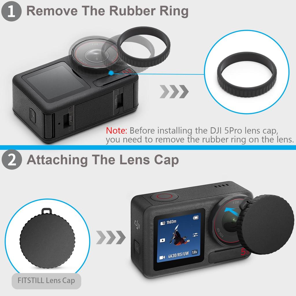 FitStill Tempered Glass Film Set for DJI Osmo Action 5 3 Screen Protectors 3 Protectors 3 Lens Protectors 1 Silicone Lens 9H and Pro + Sub-Screen + +