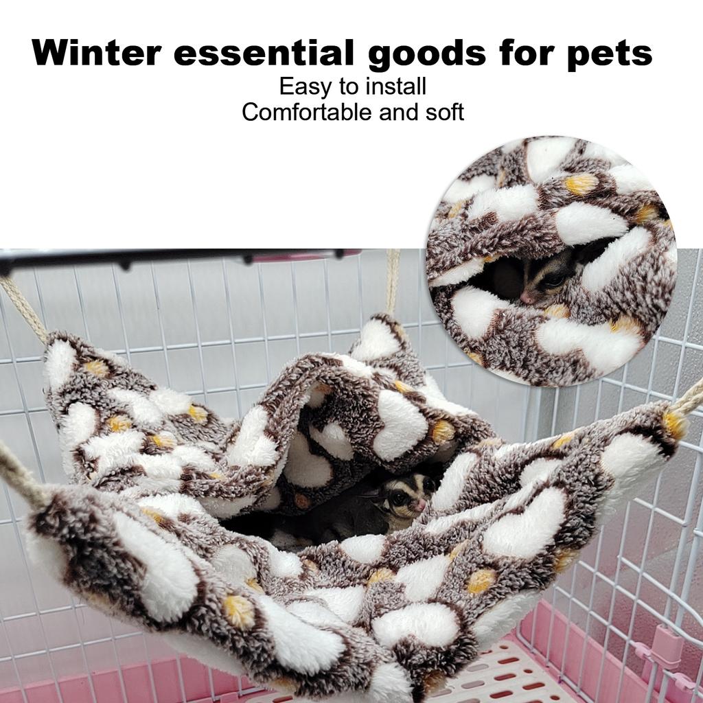 Small Pet Hammock Warm Envelope Hanging Bed Cage with Hooks for Hamsters Rabbits