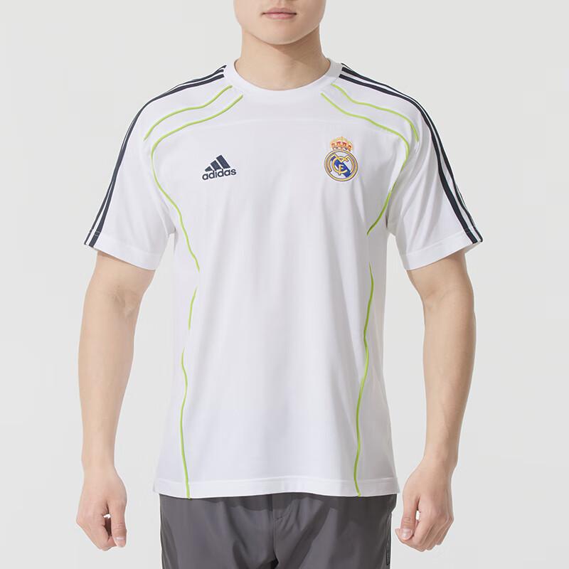 adidas Real Madrid Football Casual Striped T-Shirt Men's White JF2591