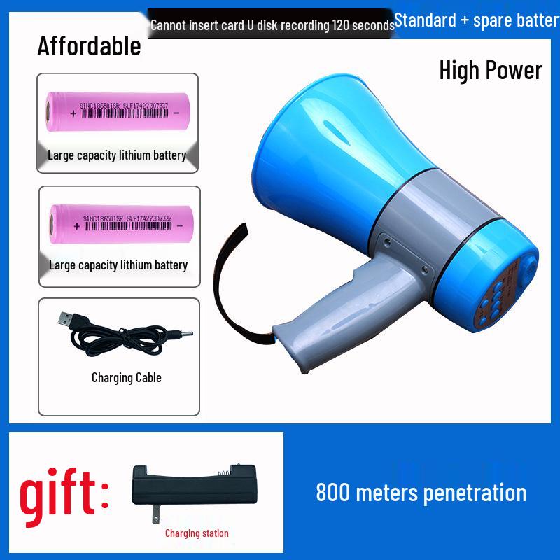 Handheld Outdoor Loudspeaker Megaphone for Street Vendors with Recording and Rechargeable Features