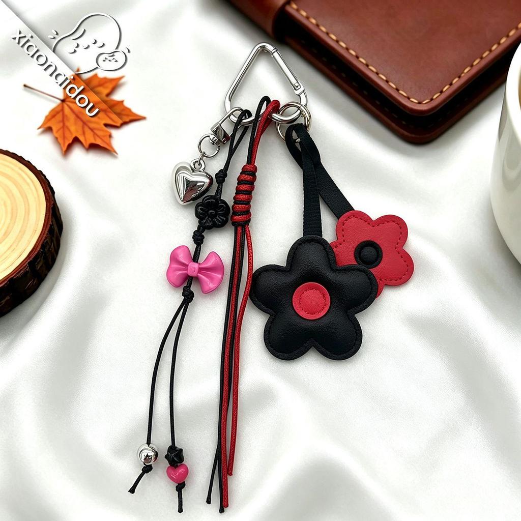 MIU Series: Leather Flower Tassel Woven Beaded Keychain Charm