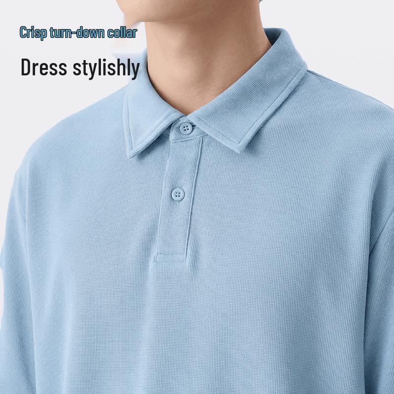 Jeanswest Men's Waffle Knit Short Sleeve Polo Shirt
