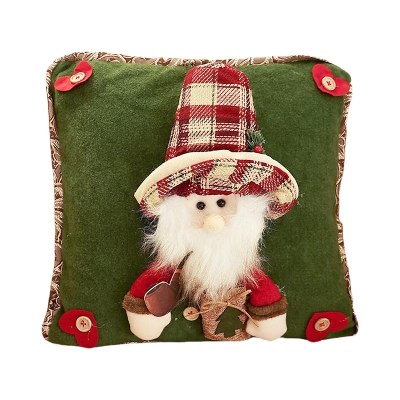 

Household Pillow Cover Soft Christmas Reusable Santa Snowman Reindeers Protectors Cover for Outdoor Traveling Decoration