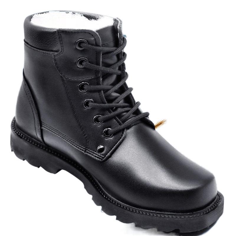 Winter Men's Cotton Shoes Leather Boots Piled Thickened Wool Snow Boots Men's Leather High-top Martin Boots Outdoor