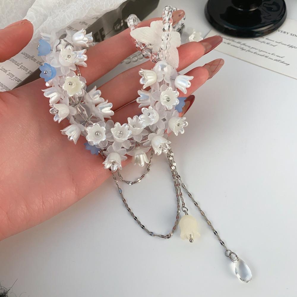 

Butterfly Lilies of The Valley Chain Choker Acrylic May Bells Pendant Necklace Girls