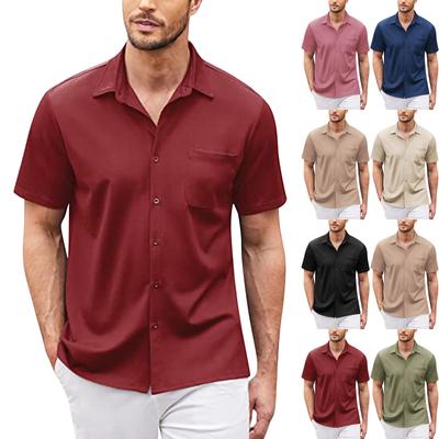 Lässige Button-Down-Hemden für Herren, kurzärmelig, normale Passform, Strandhemd-Oberteile