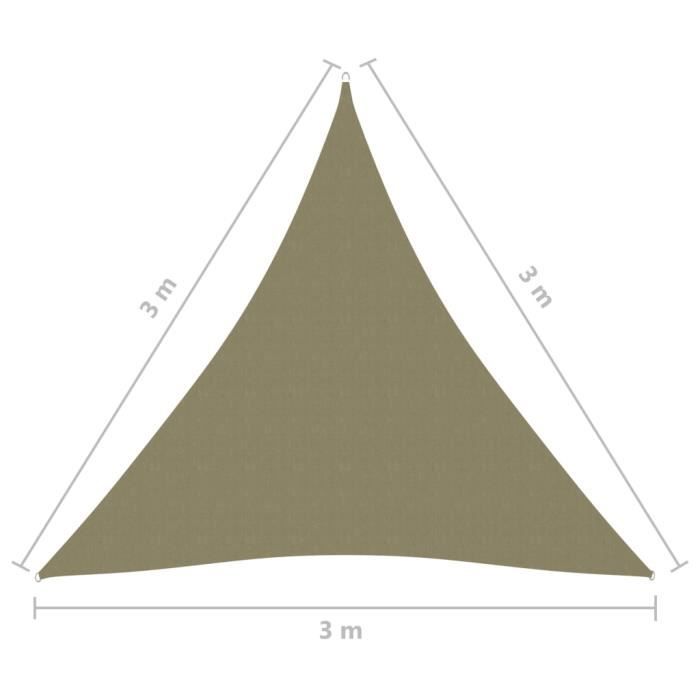 VidaXL Voile de parasol Tissu Oxford triangulaire 3x3x3 m Beige