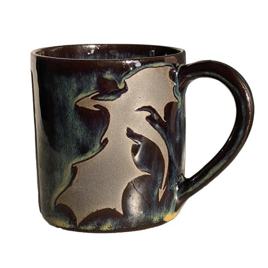 350ml Flaming Dragon Pattern Mug Ergonomic Handle Milky Yellow Glaze Mug