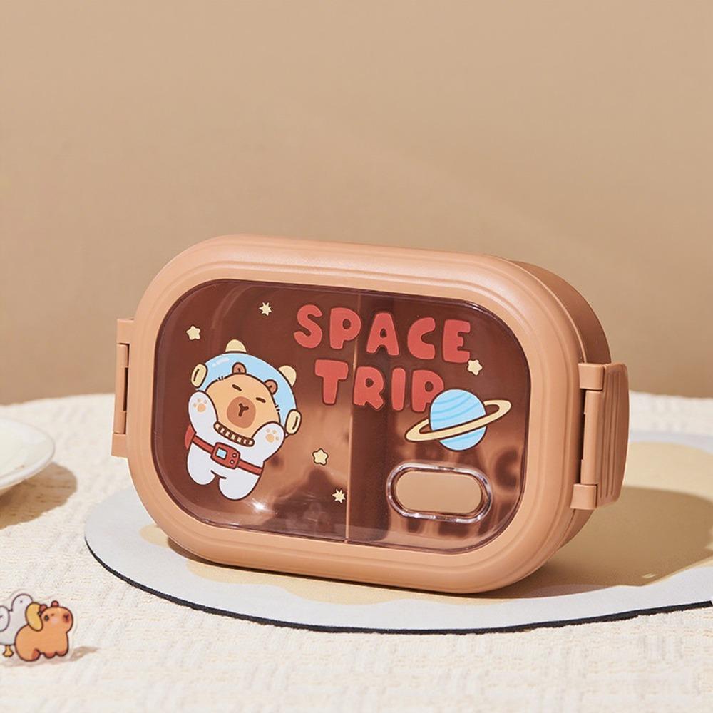 Милый Ланч-бокс с капибарой, сетка, 1320 мл, большая вместимость, контейнер для хранения еды, портативный, герметичный, криспер для пикника на природе, школы коричневый