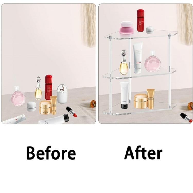 Elegant Wall Mounted Corner Shelf Acrylic Storage Rack Space Saving Organizer Triangle End Table for Skincare Tool