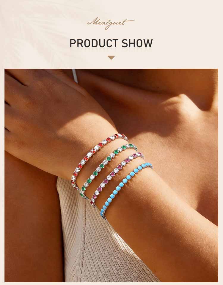 Two Tone Tennis Chain Bracelet 3mm Shiny Zirconia Luxury Bangle Stacking Vacation Wrist Summer Jewelry