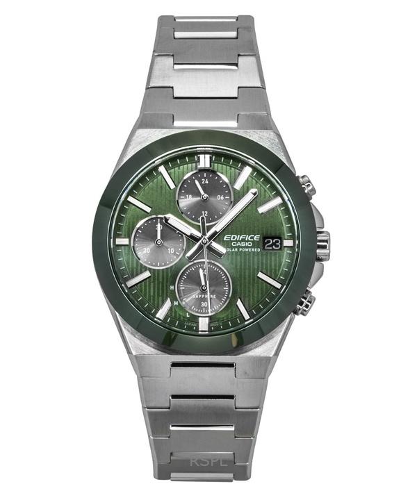Casio Edifice Analog Chronograph Stainless Steel Green Dial Solar EFS-S650D-3A 100M Men's Watch