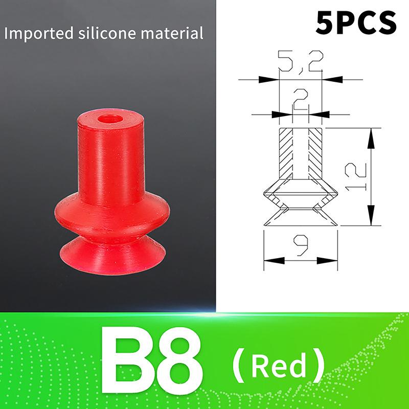 5Pcs Mechanical Hand Vacuum Suction Cup Red Corrugated U8 U15 B5/8/10/15 Industrial Pneumatic Accessories