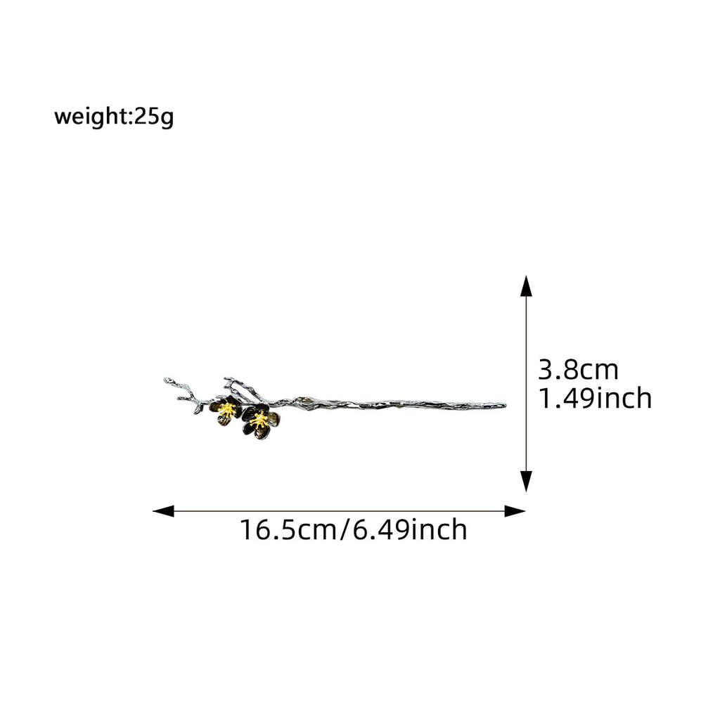 Chinese Style Peach Blossom Branch Women's Simple Metal Flower Chopsticks Hair Clip, Hair Styling Tool, Headwear Accessories