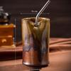 Nordic Creative Retro Ceramic Coffee Cup - Irregular Straight Cylinder Design, Coarse Pottery Finish, Straw Mug Style.