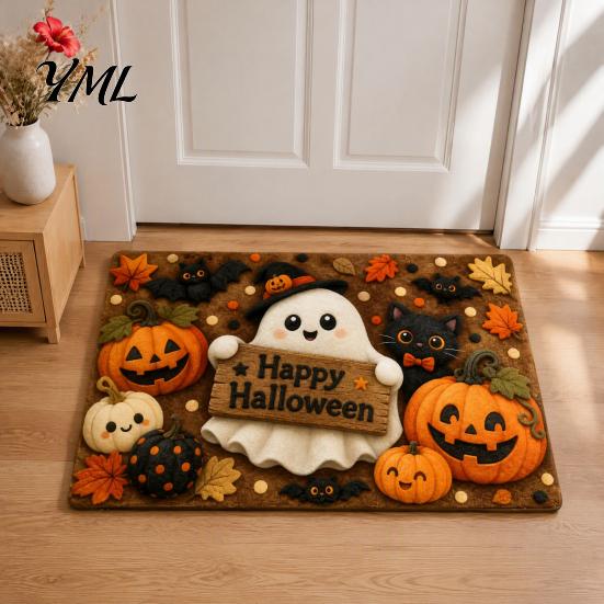 Dekorace pro prázdninový dům Halloweenská dýně Rohožka, Podzimní sezónní Vítejte Protiskluzová Chalupářská Slavnostní Rohožka na Verandu Vstup pro Přední Vstup Kuchyně