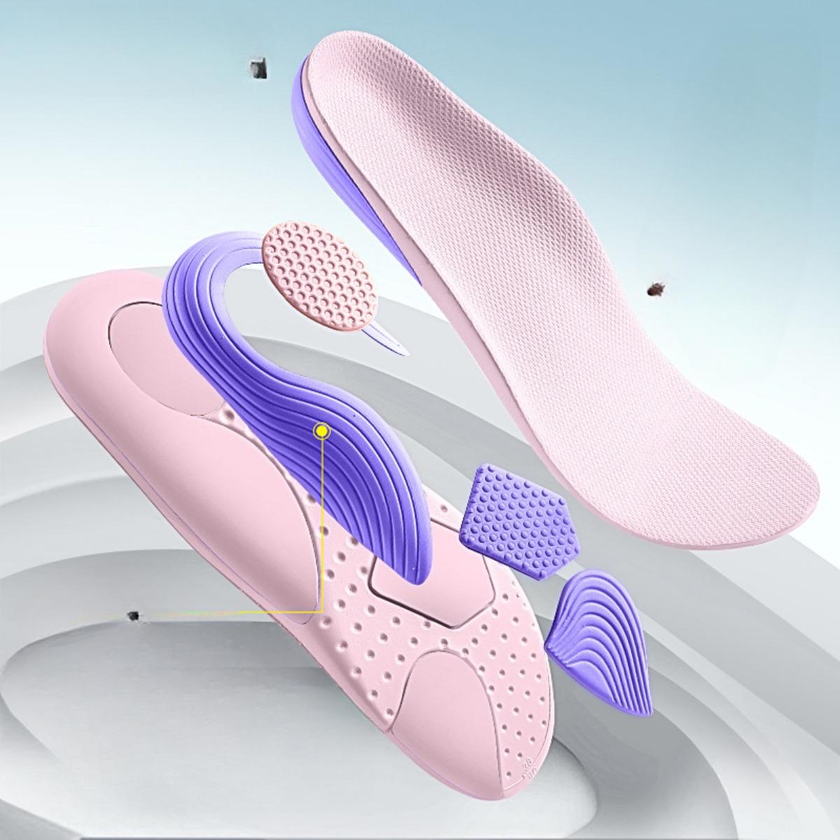 

1 пара женских 4D ультрамягких спортивных стелек с поддержкой свода стопы - розовые и фиолетовые, амортизирующие, дышащие, удобные, из синтетической кожи 41-42 розовый