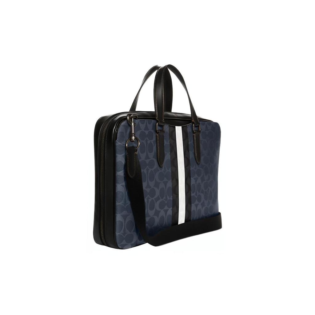 Coach Graham Classic Monogram Stripe Large Capacity Zipper Closure Detachable Shoulder Strap Shoulder Tote Crossbody Bag Men Bags C9826-QBDEI