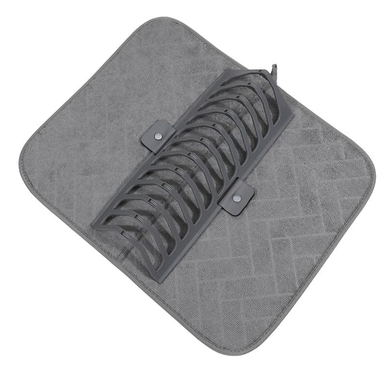 1PC Dish Drying Mats For Kitchen Countertops With Plastic Dish Rack Super Absorbent And Quick Dry Cutlery Rack And Extra Drying Mat