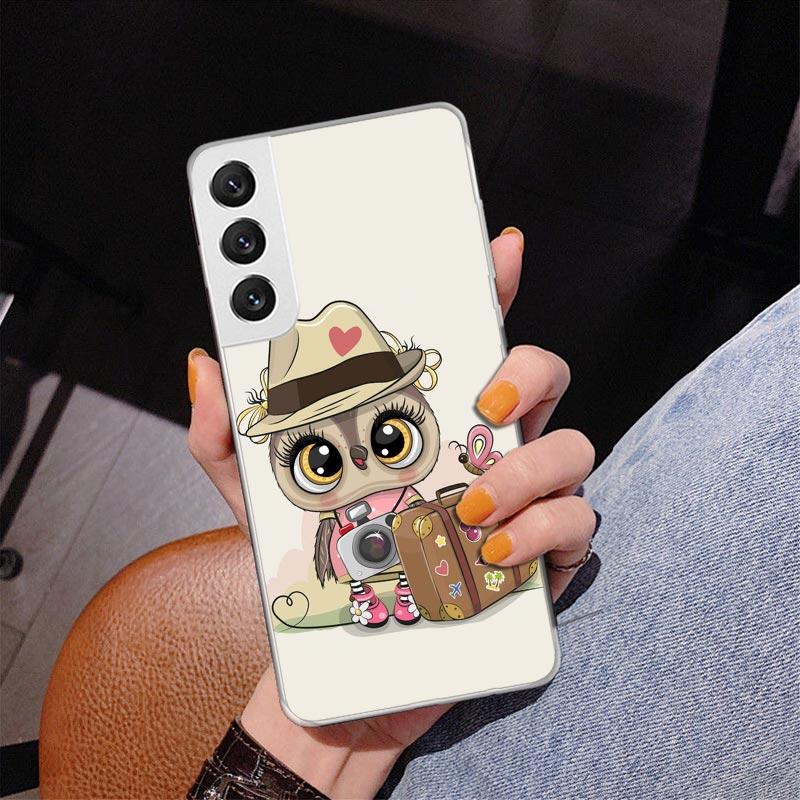 Cute Owl Hearts Lover Phnoe Case for Samsung Galaxy S26 S25 Edge S23 S24 Ultra S22 Plus S21 S20 FE Unique Cover Soft Coque Galax
