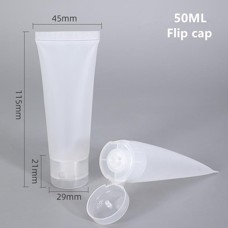 10 Stück Leere Nachfüllbare Plastik-Quetschflaschen Transparente Kosmetikbehälter Weiche Tube Reiseflasche mit Klappdeckel & Schraubverschluss