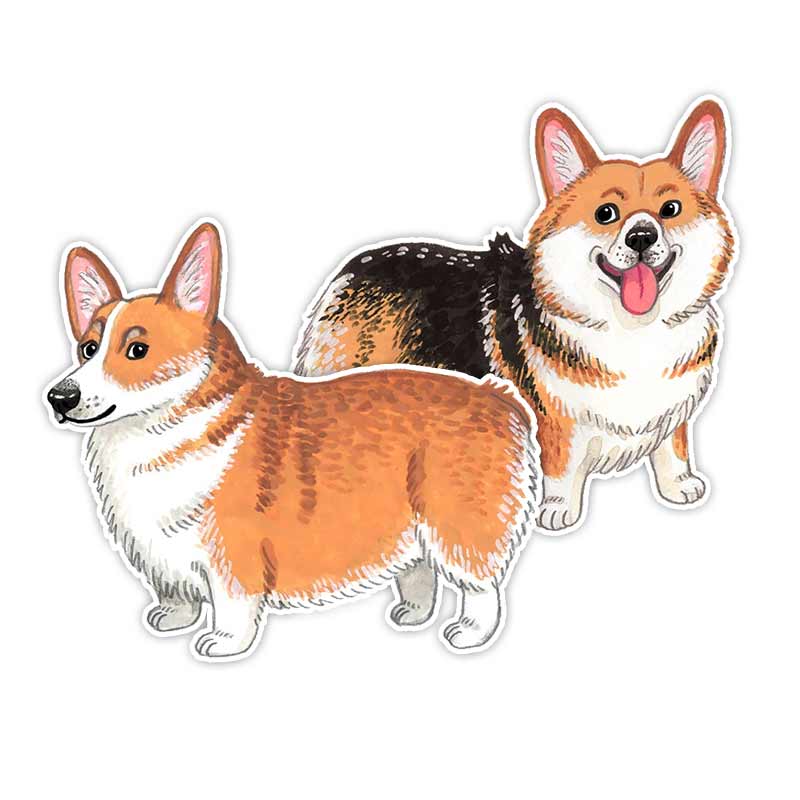 Corgi Pet Dog Car Stickers Waterproof Vinyl Decals Auto Body Window Bumper Decor Motorcycle Helmet Stickers TM207