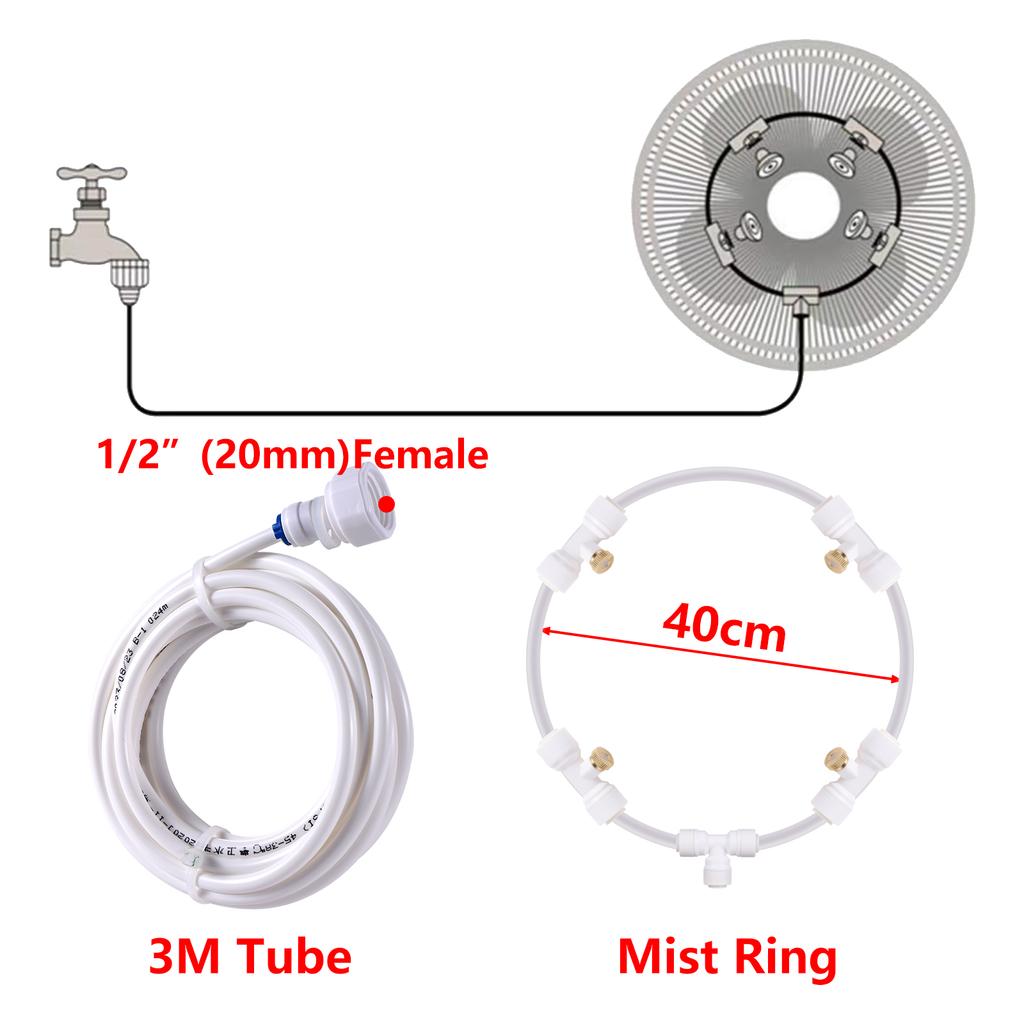 16 Inch Outdoor Fan Cooling Misting System Mist Fan Nozzles Kit Water Fog Sprayer Fan Sprayer Outdoor Garden Patio Nebulizer