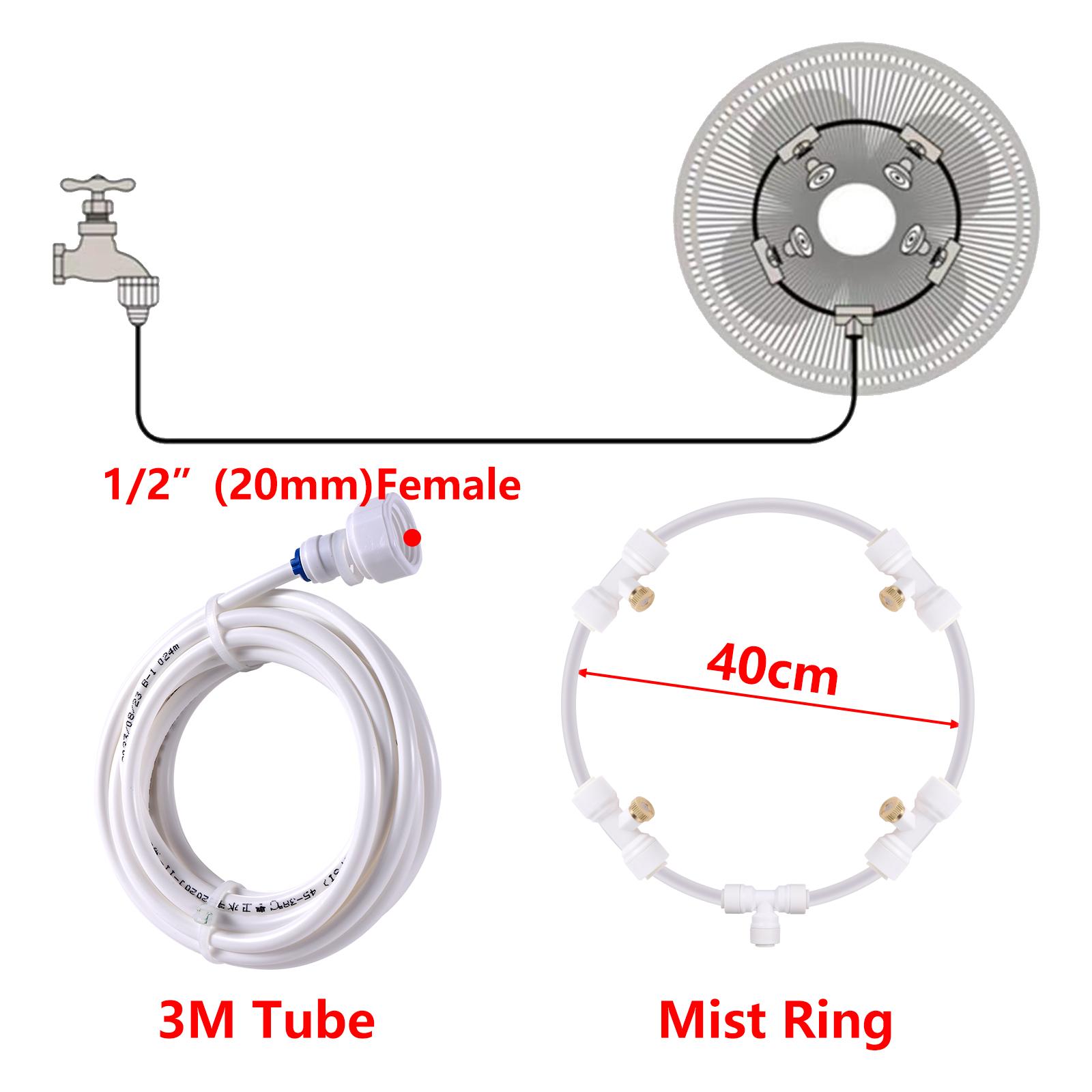 

16 Inch Outdoor Fan Cooling Misting System Mist Fan Nozzles Kit Water Fog Sprayer Fan Sprayer Outdoor Garden Patio Nebulizer