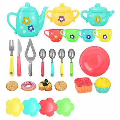 Set da tè pomeridiano per bambini, giocattoli per bambine e ragazzi, simulazione colorata, casa da gioco, tazza da tè, teiera, cucchiaio, piattino, torta, kit giocattoli per bambini